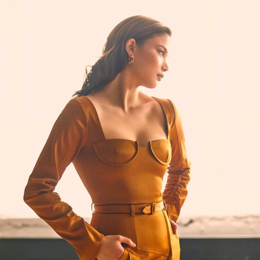 Cognac Bustier Top by Hilary MacMillan - Picture 8 of 8